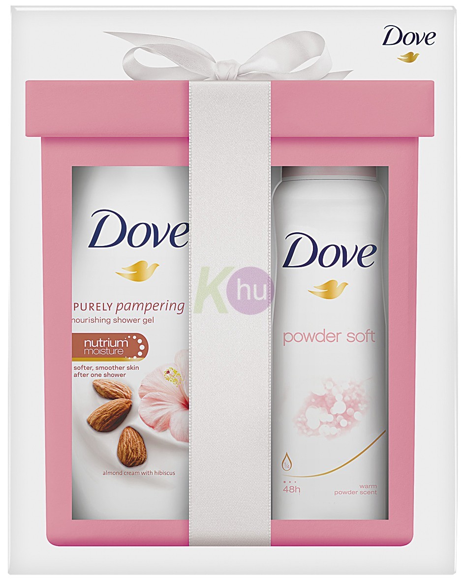 Dove 15 kar.csom Powder Soft deo 150ml+ Purely Mandula tus 250ml 24158941